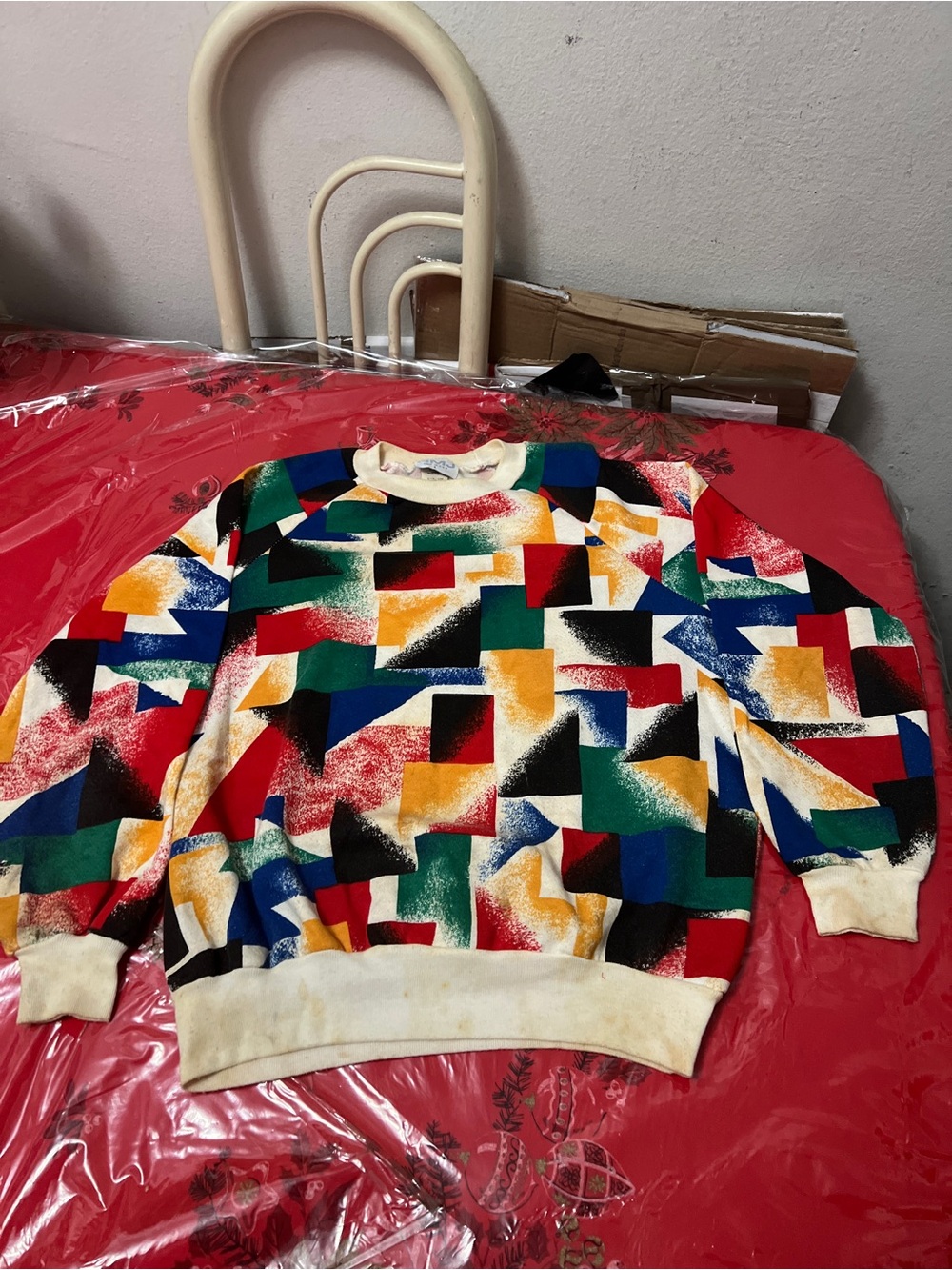 Vintage Women's Abstract Sweatshirt by HMJ Made in USA 80s 90s Size large